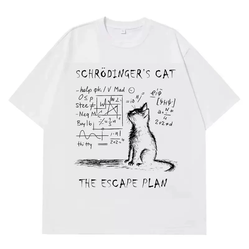 Футболка Ouma с принтом Schrödinger's Cat, чистый хлопок, унисекс S–XXXL