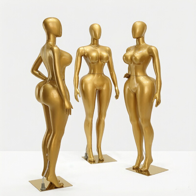 Curvy Bbl Female Model Full-Body Mannequin African American Spray-Painted Model with Large Bust and Plus-Size Head Model Prop