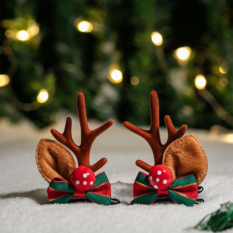 Adorable cabello de Navidad corno de ciervo cinco estrellas cabeza de banda de cabello de Navidad para niños corpos de cabello de decoración accesorios clipes de cabello
