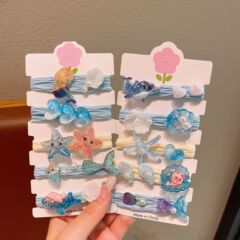 炫彩儿童发圈贝壳海星人鱼公主发饰少女海洋风小女孩扎头发皮筋