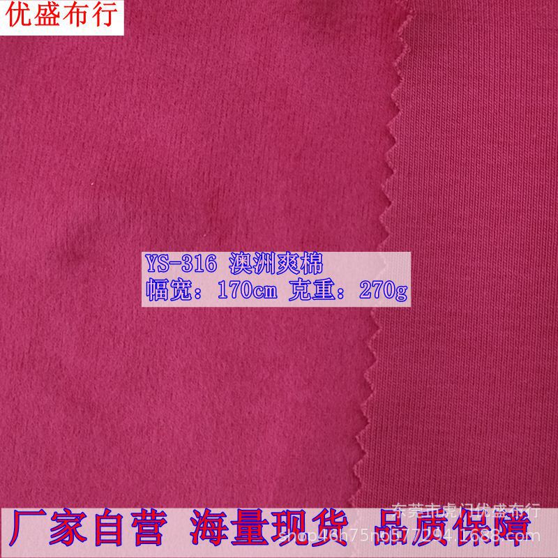 厂家现货新款秋冬单面绒布针织面料 上衣打底套装布料 澳洲棉面料