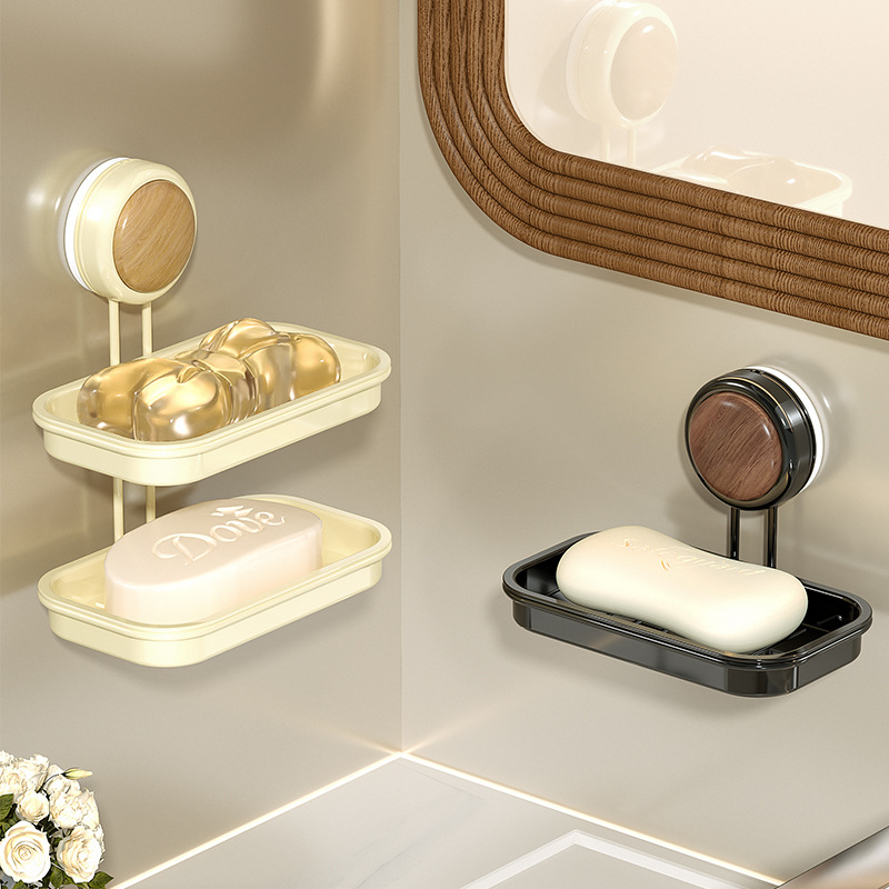 Caja de jabón ventosa tipo de pared sin perforación caja de jabón estante de almacenamiento de baño doméstico drenaje lavabo almacenamiento al por mayor image 1