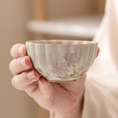 Grass Gray Daisy Ceramic Tea Cup Master Cup Personal Tea Cup Home Tea Cup Single Cup Tea Cup
