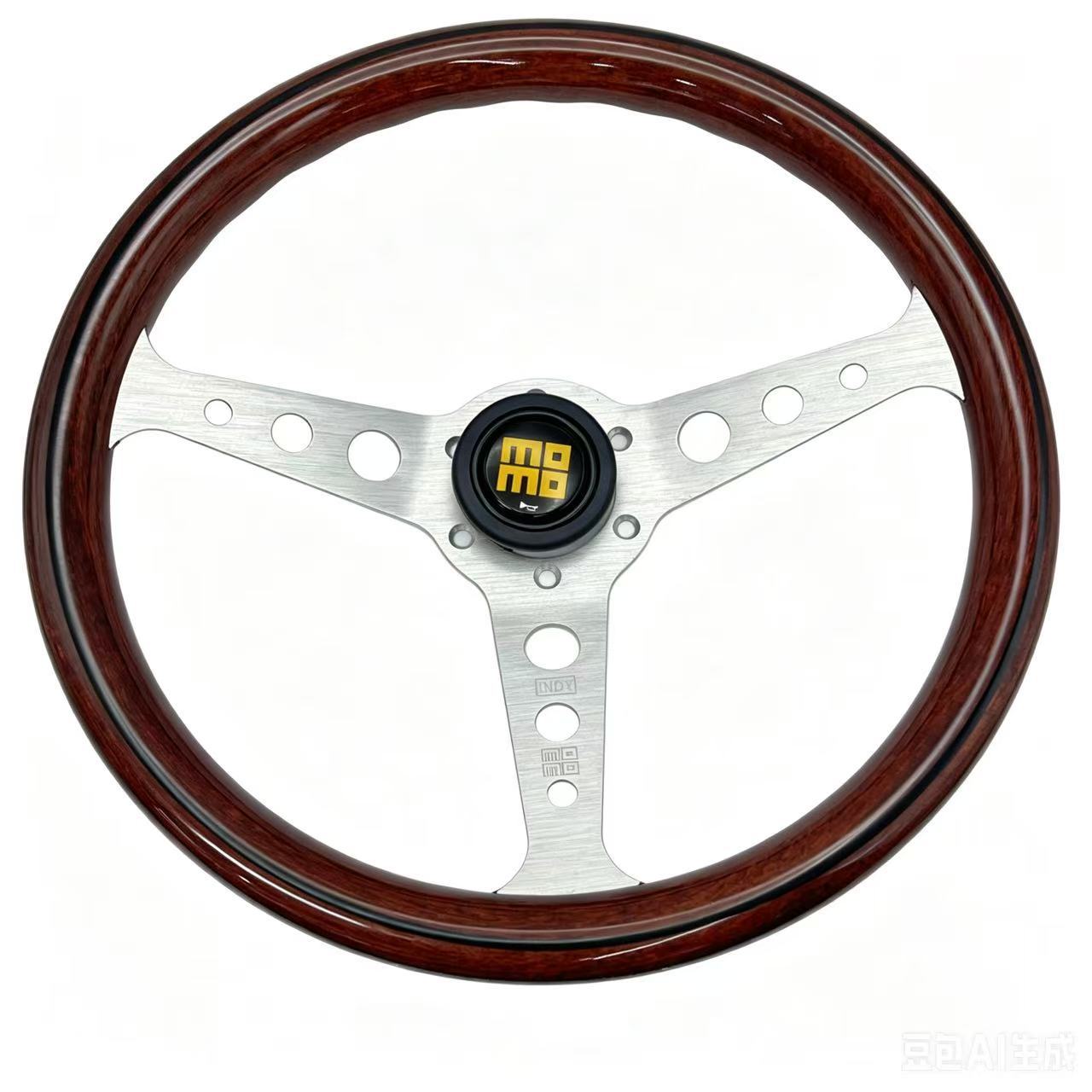 Momo Classic Retro Peach Wood Steering Wheel Modified for Competitive Racing, Universal 14inch Steering Wheel