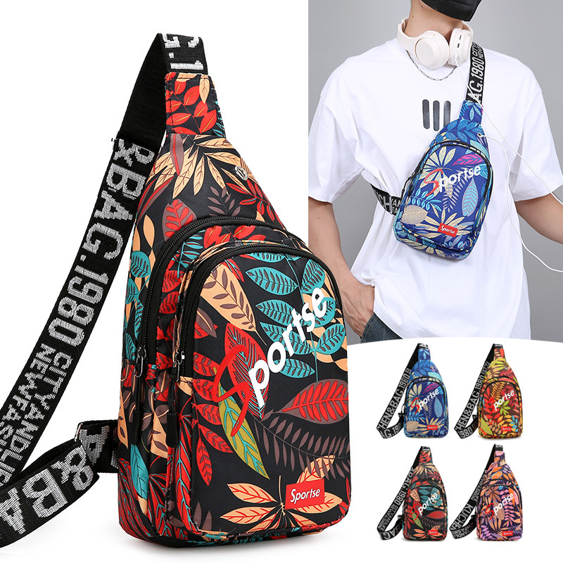 Korean Style Fashionable Chest Bag Personalized Letter Printing Large Capacity Shoulder Bag Men's and Women's Outdoor Sports Cycling Crossbody Bag