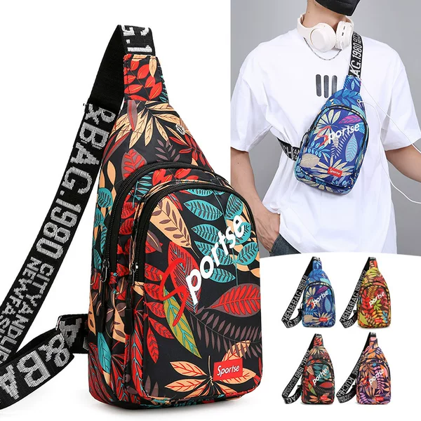 Korean Style Fashionable Chest Bag Personalized Letter Printing Large Capacity Shoulder Bag Men's and Women's Outdoor Sports Cycling Crossbody Bag