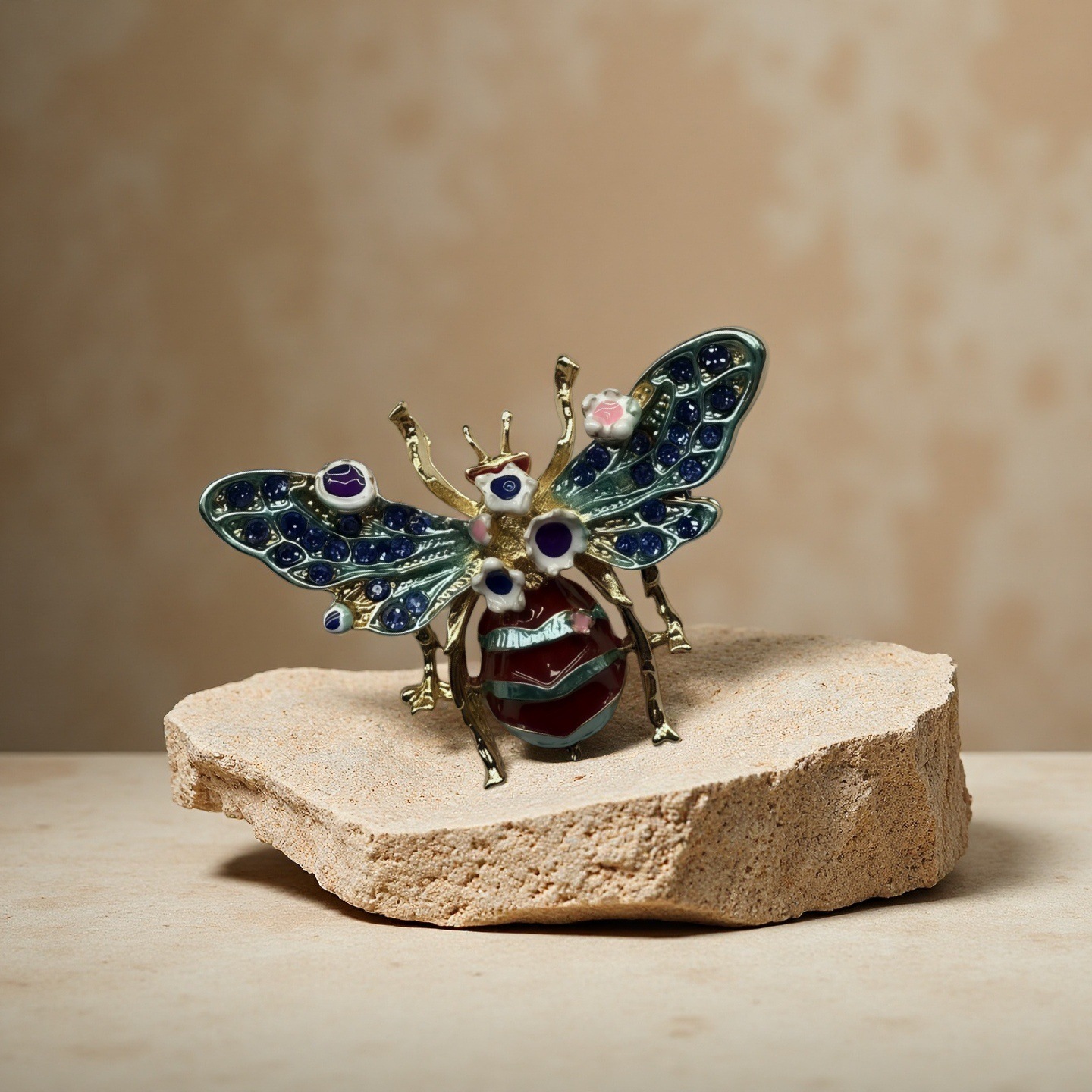 European and American Cross-Border Enamel Retro Bee Brooch Personalized Creative Flower Insect Corsage Brooch High-End Clothing Accessories