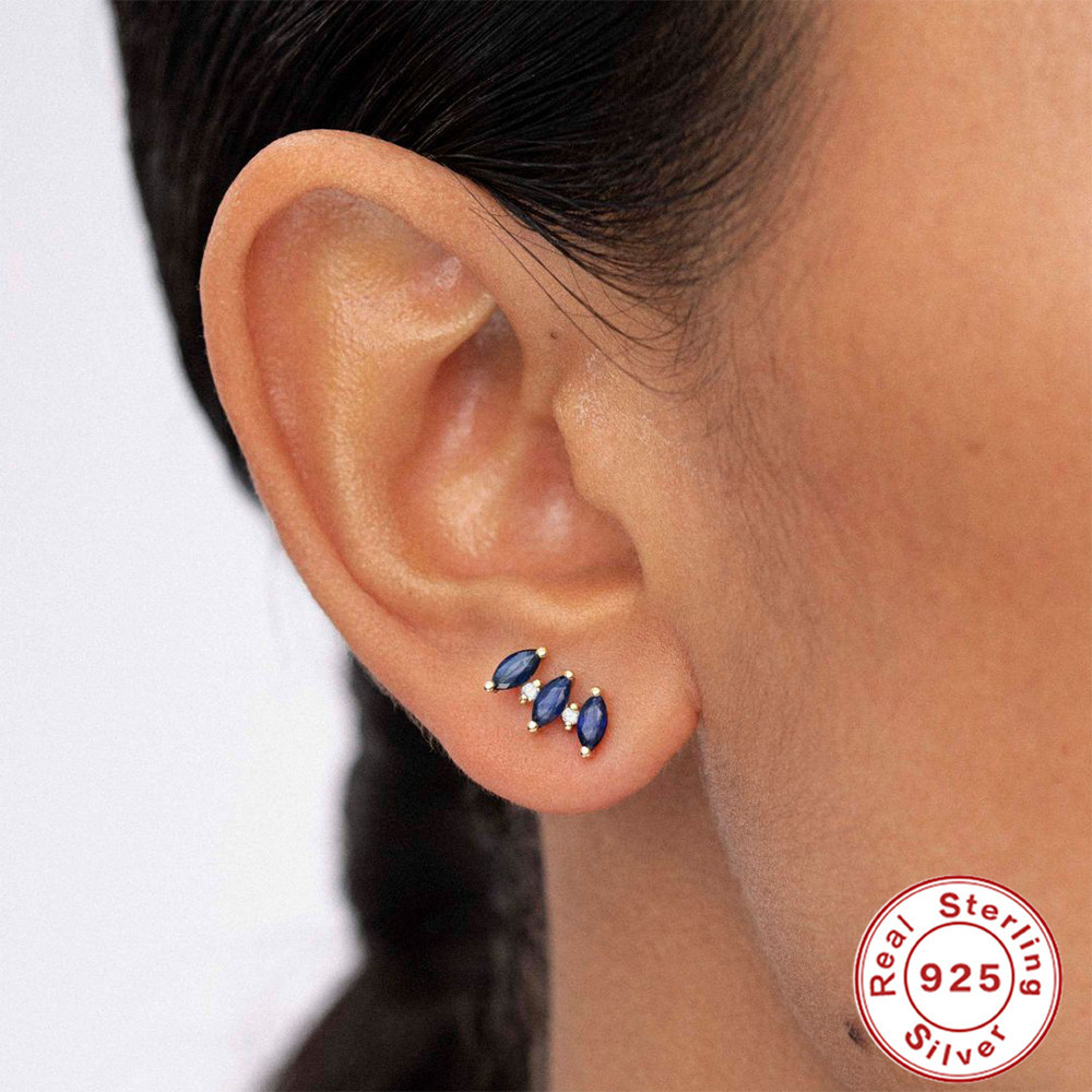 1 Pair Simple Style Geometric Sterling Silver Plating Zircon Ear Studs display picture 4