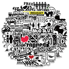 50张卡通JDM文字贴纸装饰汽车摩托车滑板行李箱防水贴纸外贸批发