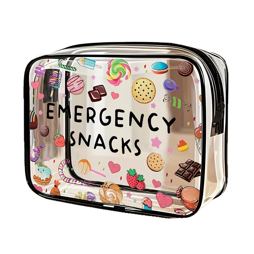Bolsa de mano transparente de PVC transfronteriza, bolsa de almacenamiento de viaje impermeable de gran capacidad, bolsa de maquillaje impresa multifuncional