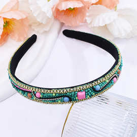 民族风几何图案米珠发箍新疆西藏蒙古旅游纪念品手工制作镶钻发饰