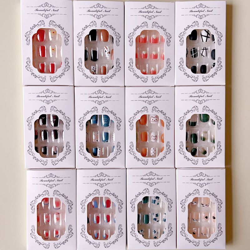 New Mixed-Style Student Nail Art Wholesale, Two-Yuan Store Street Stall Finished Nail Art Wholesale, 12-Piece Set in White Box, Wearable Nail Tips New Mixed-Style Student Nail Art Wholesale, Two-Yuan Store Street Stall Finished Nail Art Wholesale, 12-Piece Set in White Box, Wearable Nail Tips