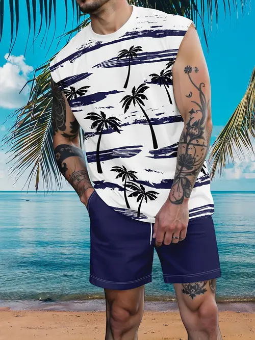 Men's Vest Set Skin Friendly Cool Summer Not Stuffy Or Sweaty Clothing_viptrois.com
