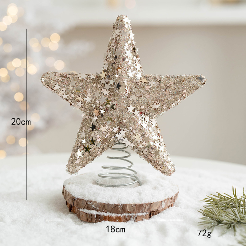 クロスボーダー新製品クリスマスツリートップスターシャンパンカラーシルバーピンクフォームツリートップスター五芒星装飾アレンジメント|undefined