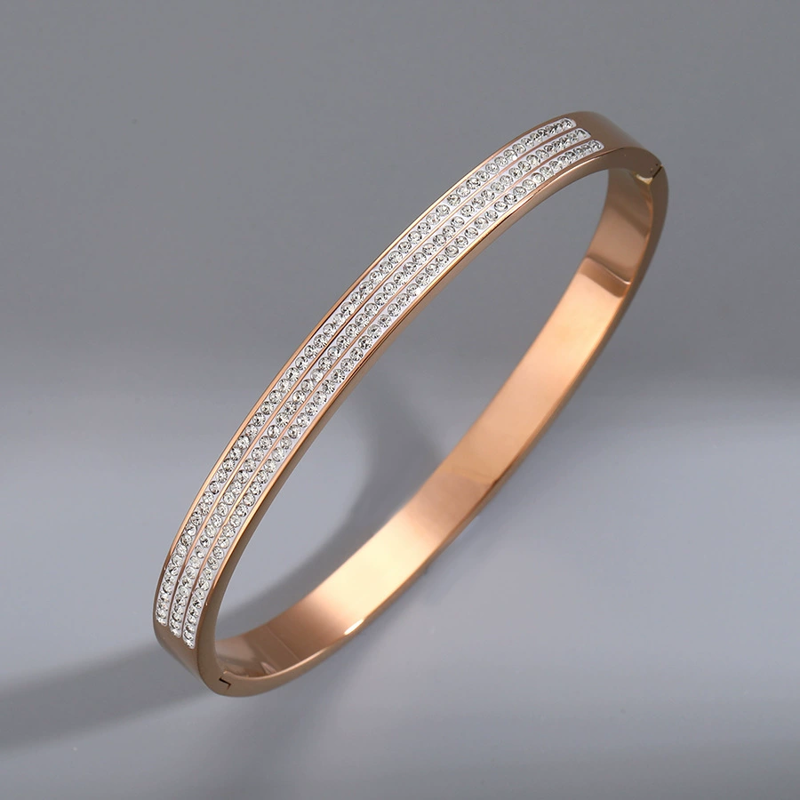 Golden women's bracelet stainless steel, zirconium, jewelry, accessory, pink gold, high-end, light luxury style