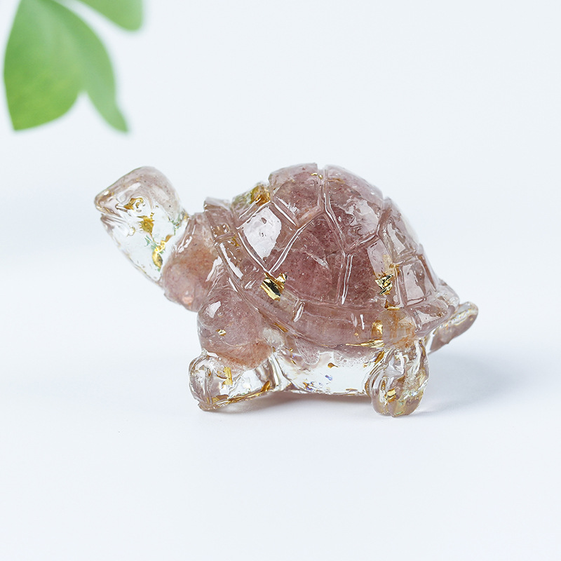 Cristal natural Animal Cristal blanco Cute Little Turtle Decoración creativa Adornos de escritorio Artesanías Decoración de coche
