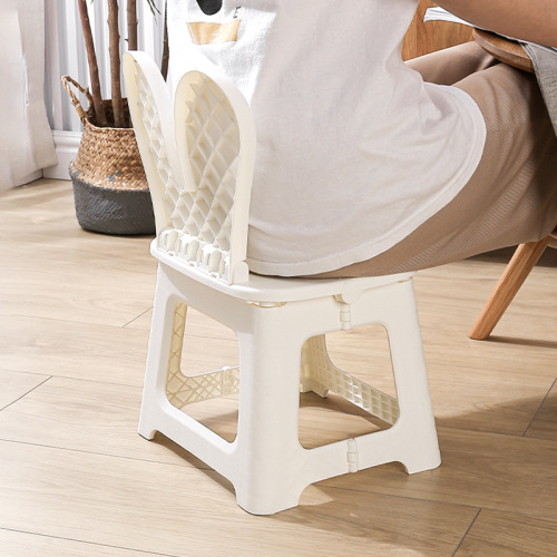 Rabbit Children Foldable Backrest Chair, Thick Portable Home Chair Outdoor Creative Bench Cartoon Backrest Chair Plastic Folding