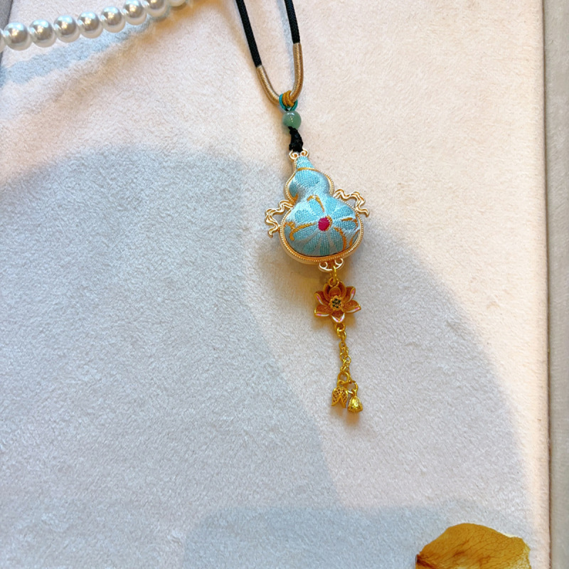 【成品】纯手工双面葫芦挂坠非遗宋锦真丝项链百搭小众高级感配饰|undefined