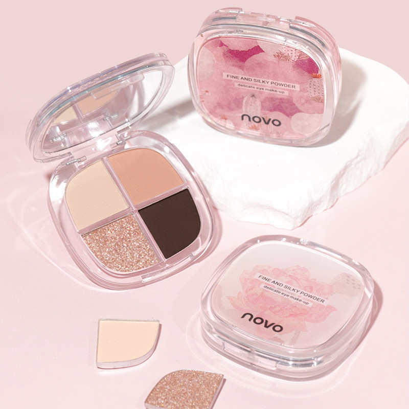 La paleta de sombras de ojos NOVO es clara y hermosa, baja saturación, mate mate, brillante natural, no es fácil de manchar, mostrando la tez de los estudiantes