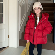 儿童品质石墨烯科技抗风保暖连帽羽绒服过年亮色喜庆拜年保暖外套