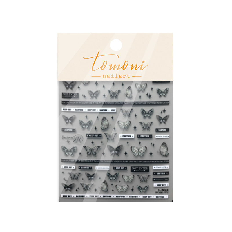 Tomoni en línea estilo de celebridad pegatinas de uñas cinta estilo de Chanel alivio mariposa letras inglesas estilo oscuro textura de uñas