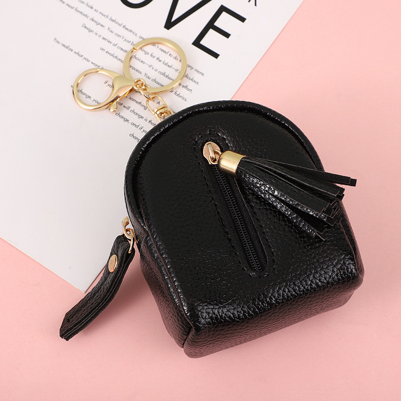 [Venta al por mayor de fábrica] nueva pequeña mochila monedero estudiante llavero de una sola pieza borla bolso de la moneda