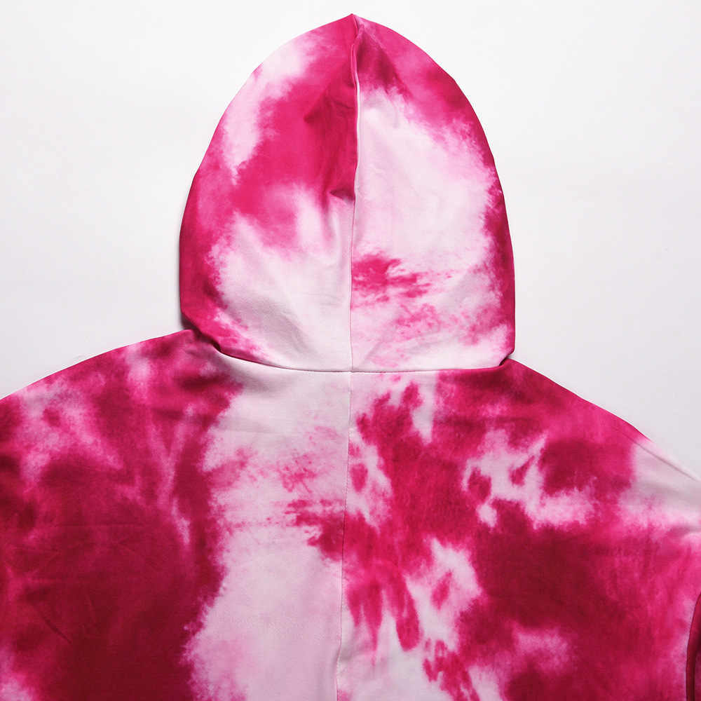 New Women Casual Tie-dye Mid-length Hoodie Dress