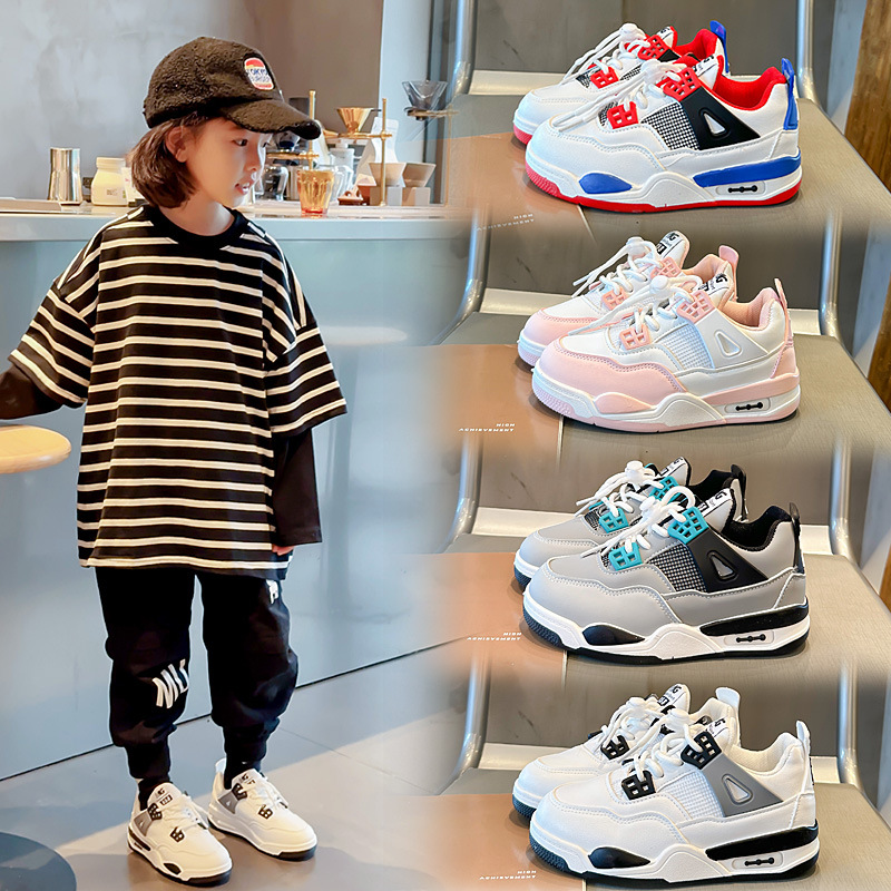 Children's Sports Shoes Wholesale 2024 New Korean Style Children's Slip-On Low-Top Breathable Soft Sole Running Shoes for Girls and Boys