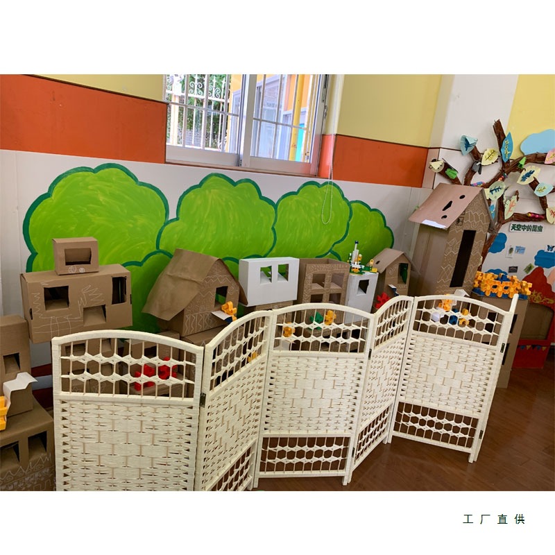 Rattan Kindergarten Small Screen Entrance Partition Pet Fence Children's Bedroom Folding Screen Area Corner Layout Removable