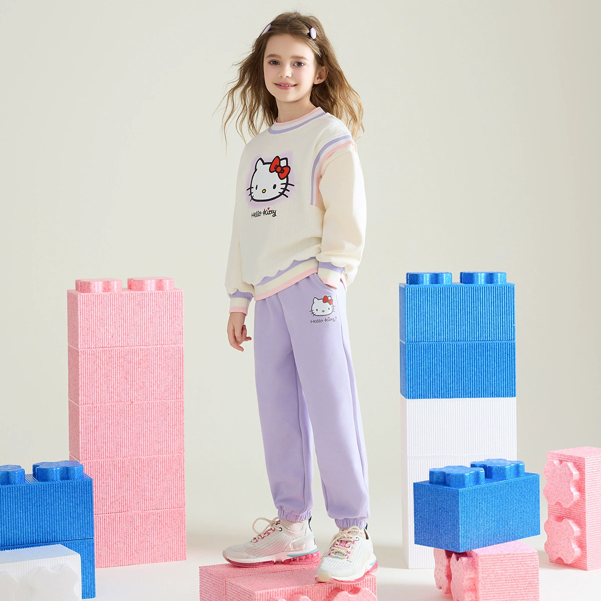 HelloKitty Hello Kitty девушка осень набор 2024 новый весенний и осенний досуг дикий детский набор из двух частей