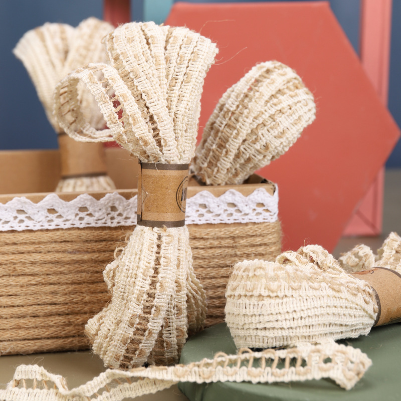 1.5 cm hemp rope fringe woven strap flat hemp decoration DIY rope handmade wrap bottle material