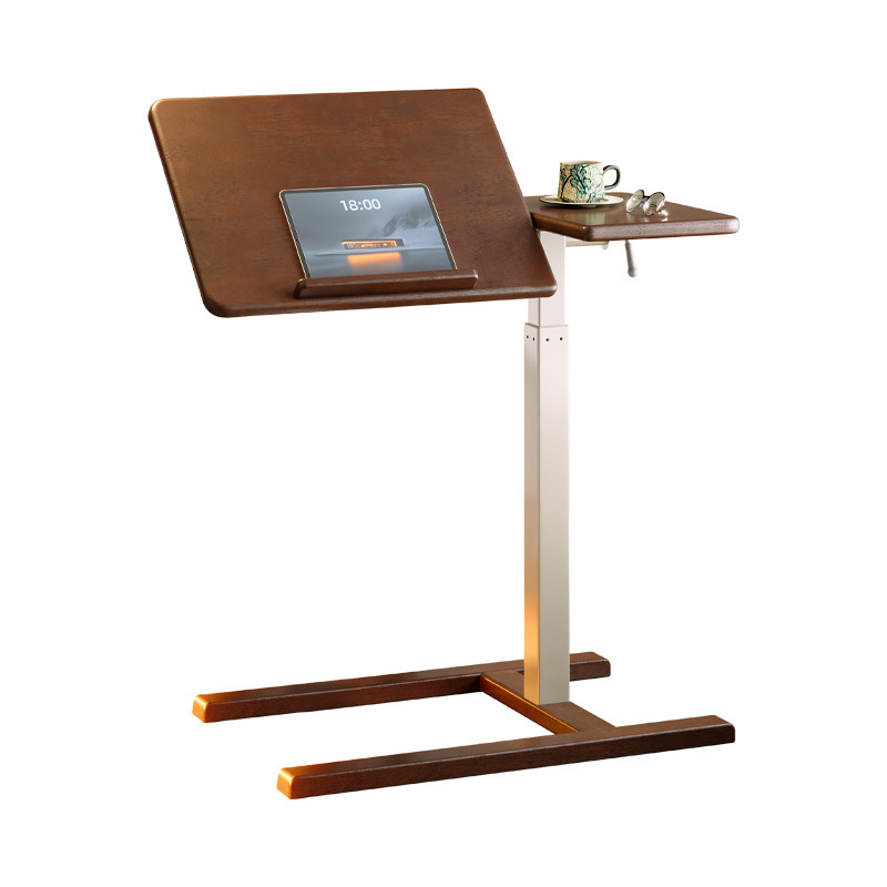 Mesa de cama móvil de madera sólida elevadora doméstica escritorio de computadora dormitorio con ruedas mesa de sofá