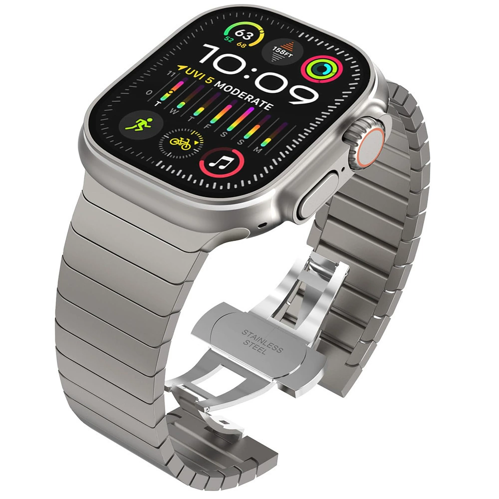 Металлический ремешок IWATCH подходит для AppleWatch, нержавеющая сталь, стеклянные бусины, бабочка, блоки, введение