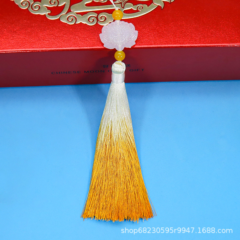 White Jade Lotus Gradient Tassel [Earth Yellow] 1 piece