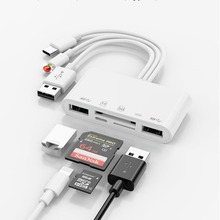 适用于苹果Type-c USB接口三用五合一OTG读卡器支持SD/TF双USB
