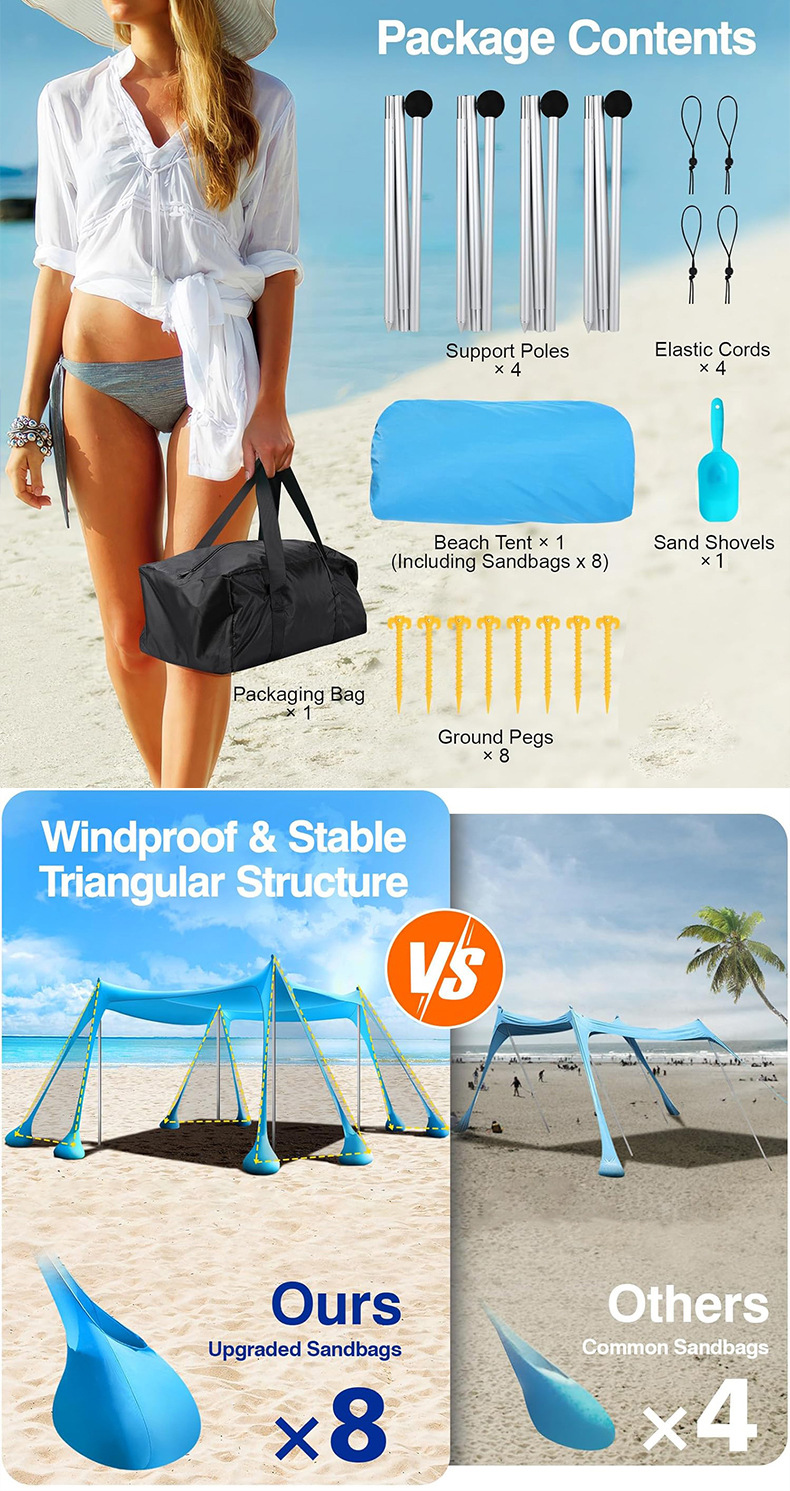 Cross-border Lycra canopy outdoor camping portable octagonal beach dome tent UV-resistant integrated sunshade fabric