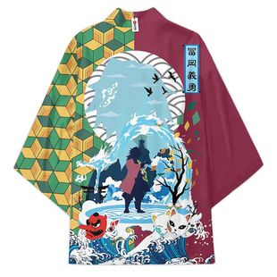 Cloak Japanese Style Three-Quarter Sleeve Loose Kimono Crane Cardigan Print