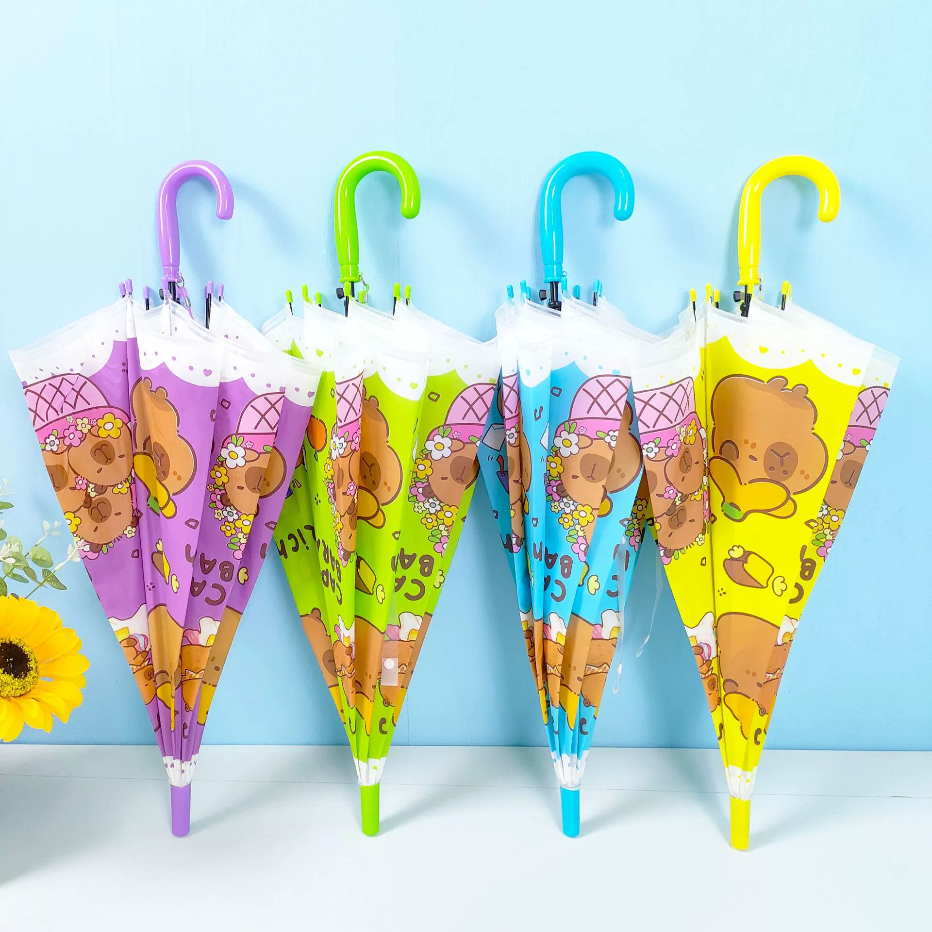 Свежий детский мультяшный зонт детский сад милый автоматический длинный ручка для мальчиков и девочек Kabbara студент прозрачный зонт