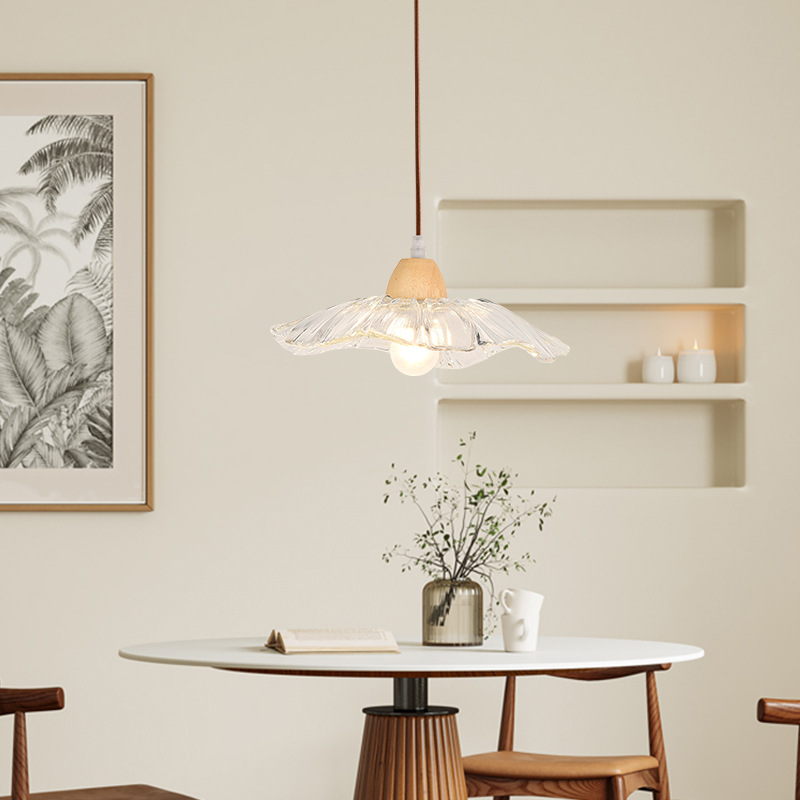 Estilo de registro comedor araña moderna minimalista estilo japonés madera bar comedor lámpara de la habitación retro hoja de loto cama lámpara de pared