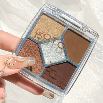 抖音同款ROTO五色亮片眼影迷你通用五宫格修饰眼影盘直播一件代发|ms