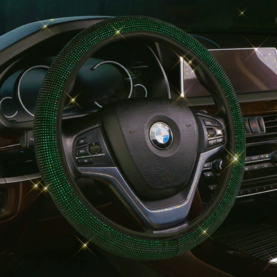 seasons handle cover cross-border Amazon Diamond – Steering wheel cover - green-34cm-39cm