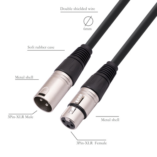 Metal shell double shielded color cable XLR large three-core male to female fully balanced XLR microphone XLR audio cable