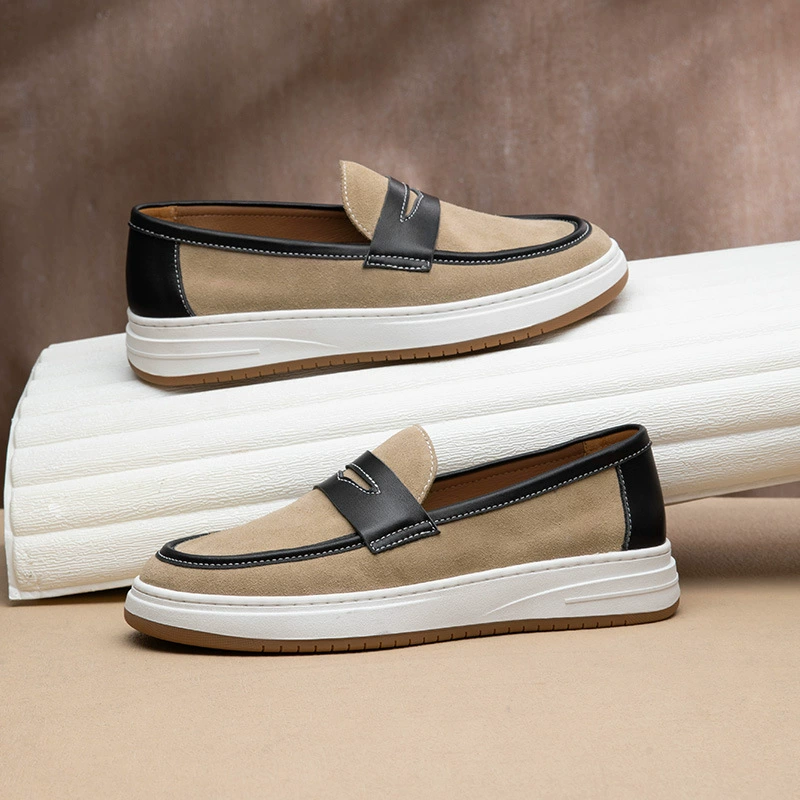 Мужские дышащие туфли Lefu из мягкой кожи один педаль мужские туфли с толстой подошвы легкие ножки повседневные туфли из коровьей кожи