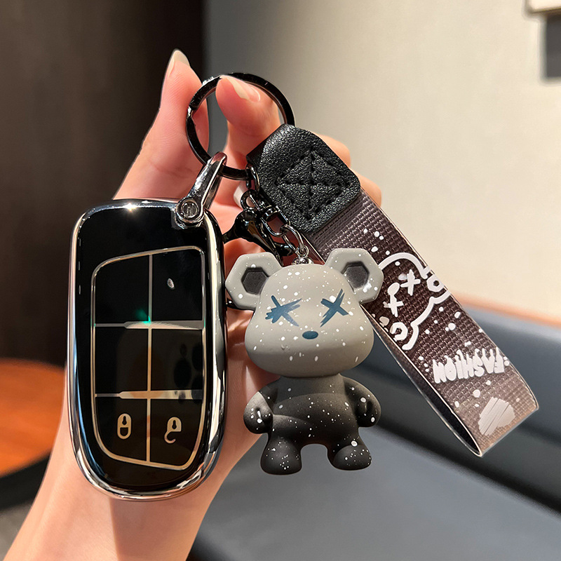 지프 C-스마트 2 키 [싱글 쉘 블랙] + 회색 폭력 곰 펜던트
