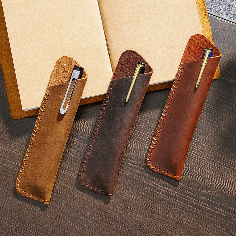 Leather retro pencil case, creative pen, protective case handmade, capacious stationery, creative gift