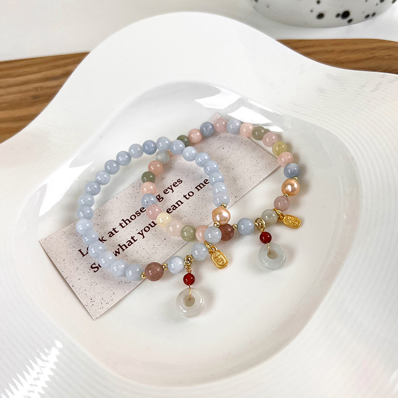 fashion simple retro gold jade crystal stone bracelet