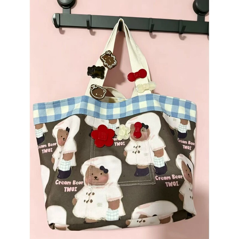 twoi Hyperactive Little Bear Good Things Series Reversible Three-Sided Shoulder Handbag Underarm Good Things Bag