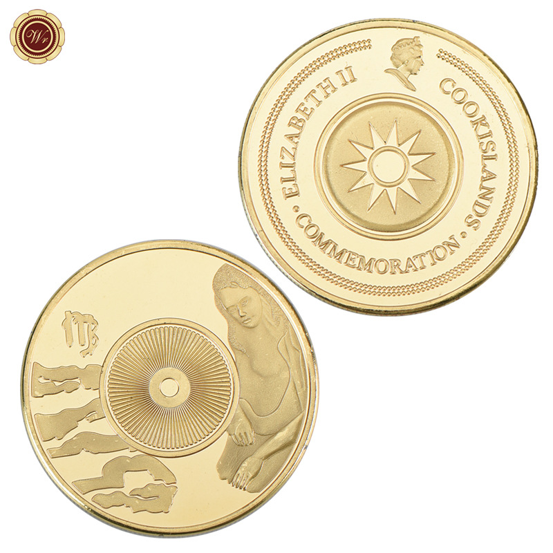 Medalla conmemorativa transfronteriza 12 constelación moneda conmemorativa metal chapado en oro insignia medalla Colección Caja de regalo fábrica al por mayor