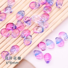 藍紫系牡丹月牙花瓣古風漢服琉璃材料髮簪髮飾DIY手工配件珠