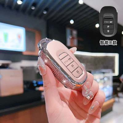 Car key bag – High-End Bag - bt-key-r-type-smart-3-button-trunk-side-drilled-pink-single-shell